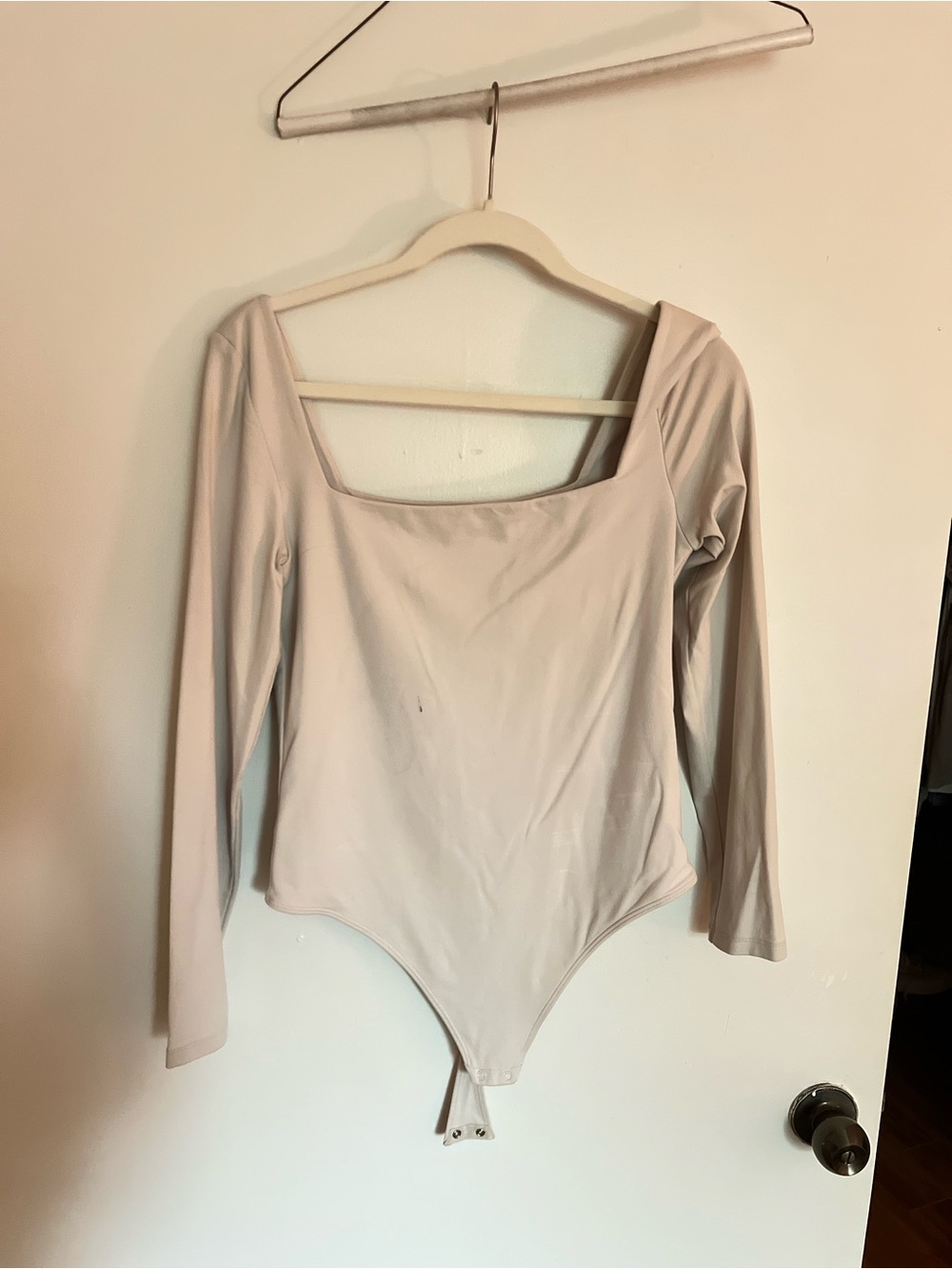Babaton Long-Sleeve Square Neck Bodysuit — Cream